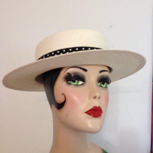 Woman's Tinatoo Vintage White Straw Hat - Picture 2 of 4